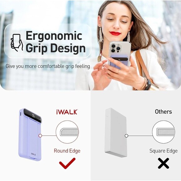 iWALK Magnetic Power Bank Adjustable Stand Purple Powerstand iPhone Prop NIB - Picture 4 of 9